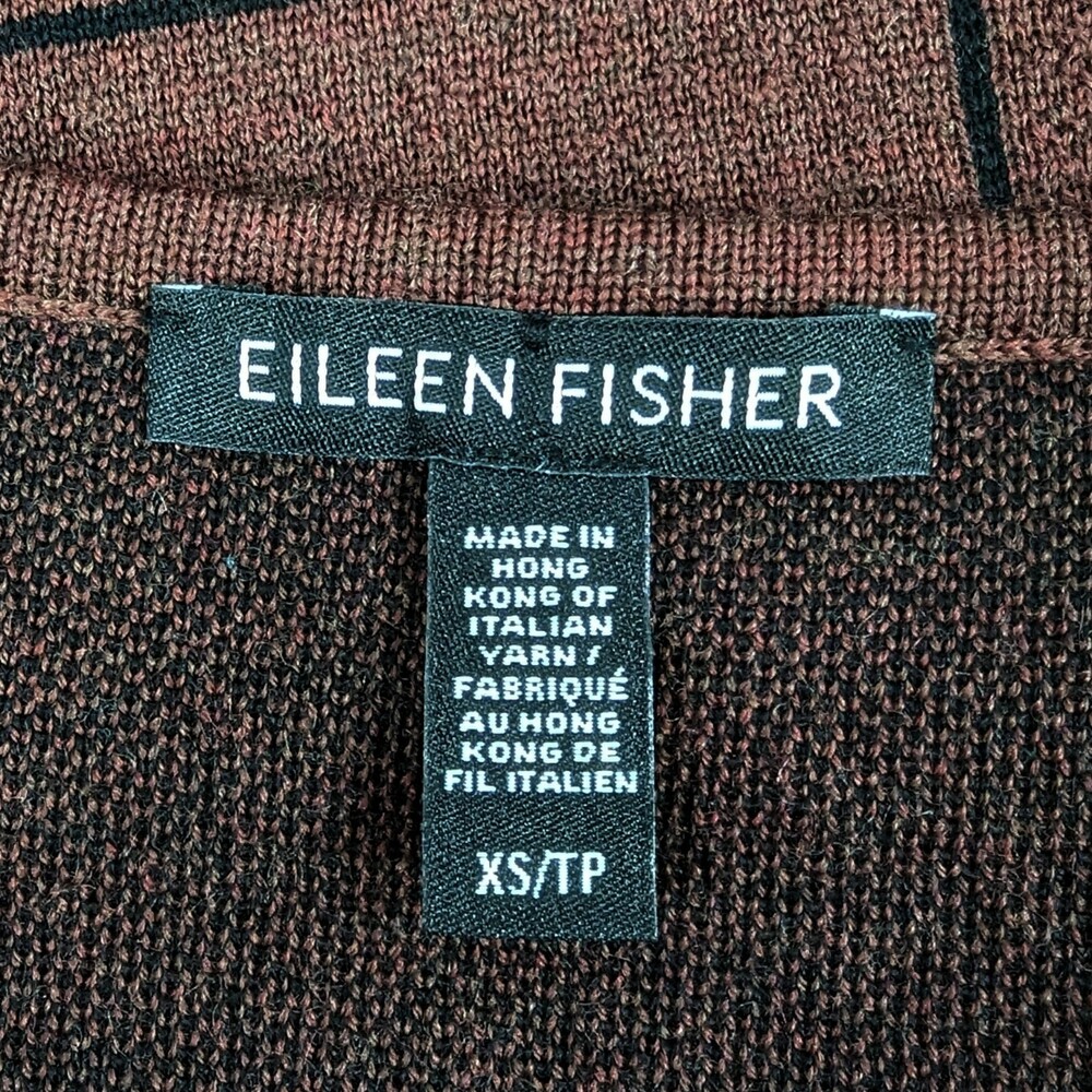 Eileen Fisher  Sweater XS 100% Merino Wool Windowpane‎  Brown Women's - Picture 4 of 5